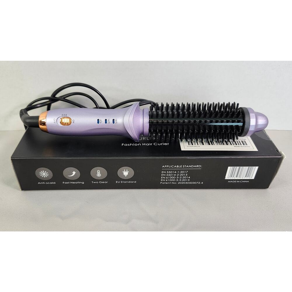 Hair Curling Iron & Straight Brush 1" Barrel Anti-Scald Fast Heating 42W 110V